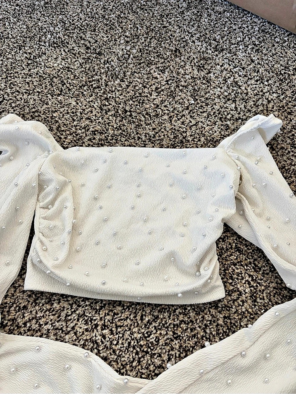 J.O.A. Embellished Crop Top in White Size Small Like New